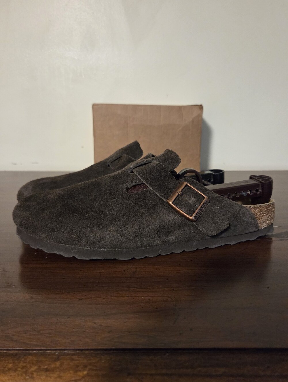 Birkenstock Boston Clog Brown Suede Sz 41 EU Men's 8-8.5, Women's Sz 10-10.5 EUC